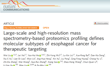 多維度深刻理解食管癌致病機制-蛋白組和磷酸化修飾蛋白組定義食管癌靶向治療分子亞型